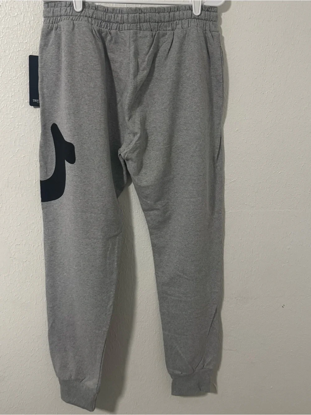 True Religion Loungewear Men Medium Black Logo Light Gray Joggers NWT Casual